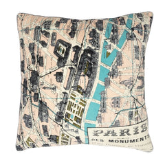 One Hundred Stars Paris Streets Map Cushion Cover