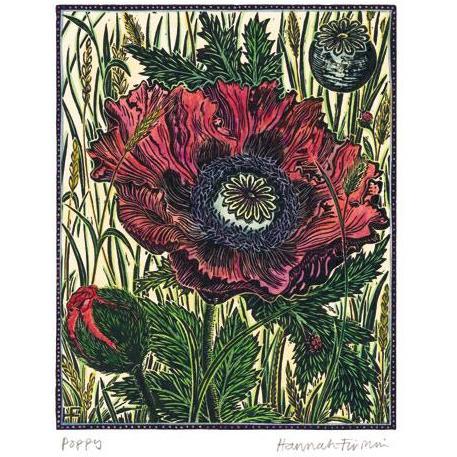 Poppy Linocut Card - Art Angels by Hannah Firmin