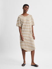 Selected Femme Slfivy Beach Dress - Kelp and Snow White Stripe