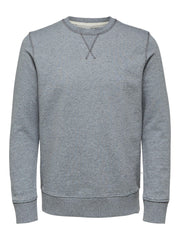 Organic Cotton Crew Neck Sweatshirt in Grey - Selected Homme