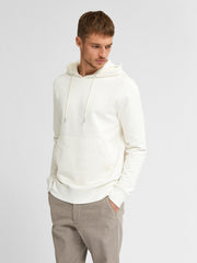 Organic Cotton Hood Sweatshirt in Off White - Selected Homme