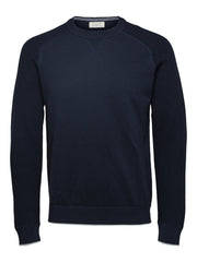 Selected Homme Drake Organic Cotton Crew Neck Jumper- Sky