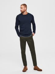 Selected Homme Drake Organic Cotton Crew Neck Jumper- Sky