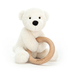 Jellycat Polar Bear Wooden Ring Baby Toy