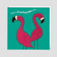 Flamingo Sequin Card - Redback Cards