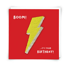 Lightning Bolt Sequin Card - Redback Cards