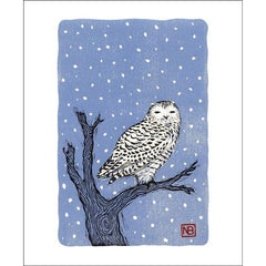 Snowy Owl Linocut Card - Art Angels by Neil Brigham