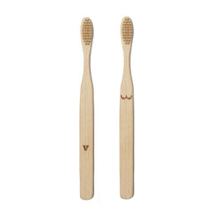 Kikkerland Bamboo Nudie Toothbrush Duo