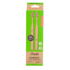 Kikkerland Bamboo Nudie Toothbrush Duo