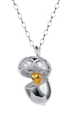 In a Nutshell Pendant Silver Necklace with Gold Heart by Christin Ranger