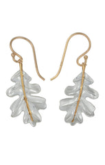 Oak Leaf Drop Earrings Silver with Gold Detailing by Christin Ranger