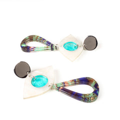 Toolally Eye Motif Drop Earrings- Blue