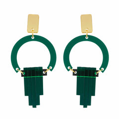 Toolally Art Deco Chandeliers Earrings  - Royal Green