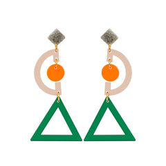 Toolally Graphics Earrings - Emerald, Green & Orange