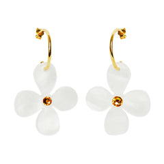 Toolally Daisy Hoop Earrings - White Pearl