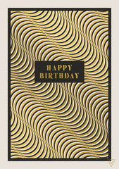 The Art File - Happy Birthday Gold Pattern Card