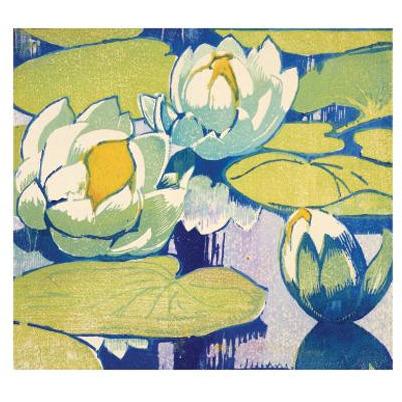Water Lillies Woodcut Card - Art Angels by Mabel Royds