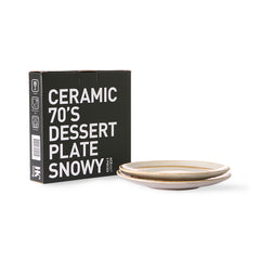 HKliving 70's Ceramics Dessert Plates Snow - Set of 2