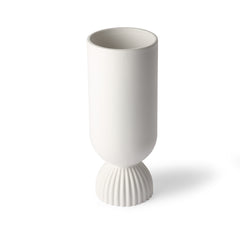 HKliving Ceramic Flower Vase Ribbed Base - White