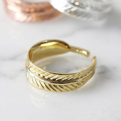 Lisa Angel Ring - Gold Adjustable Feather