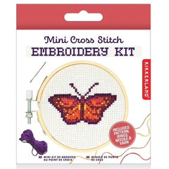 Kikkerland Mini Cross Stitch Embroidery Kit - Butterfly