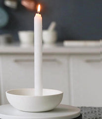 Aery Orbital - Medium Clay Candle Holder White