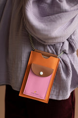 Sticky Lemon Large Phone Pouch - Carrot Orange + Syrup Brown + Bubbly Pink