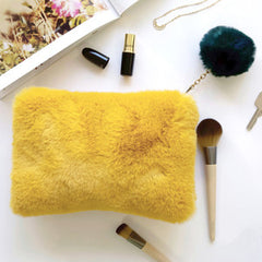 Lisa Angel Faux Fur Mustard and Teal Pouch
