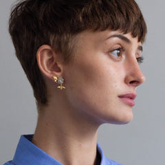 Alex Monroe Posy Bloom Bee Earrings