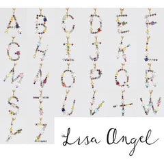 Lisa Angel Rainbow Crystal Initial Necklace in Gold