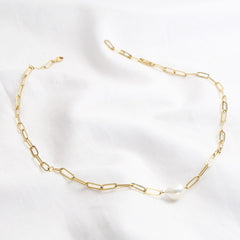 Lisa Angel - Gold Cable Chain and Pearl Bracelet/Necklace