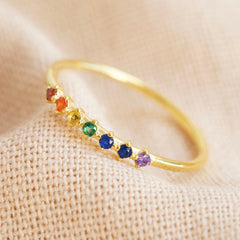 Lisa Angel - Gold Rainbow Crystal Band Ring