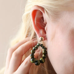 Lisa Angel - Green Wooden Bead Drop Earrings