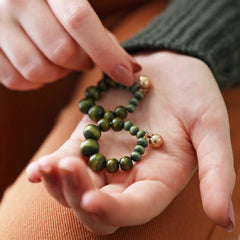 Lisa Angel - Green Wooden Bead Drop Earrings