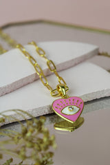 My Doris Eye Heart Enamel Necklace - Pink