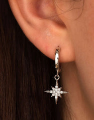 Scream Pretty - Silver Starburst Hoop Earrings