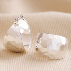 Lisa Angel - Silver Hammered Hoop Earrings