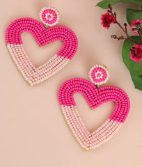 My Doris Pink Heart Two Tone Beaded Earrings