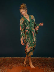 Powder Design - Folk Art Floral Kimono Gown in Fern