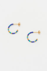 Estella Bartlett Blue Beaded Hoop Earrings Gold Plated