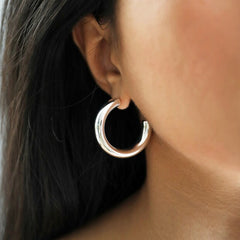 Lisa Angel - Large Chunky Hoop Earrings in Silver