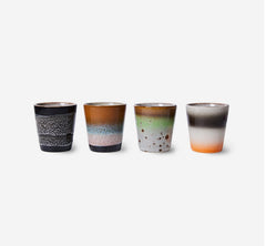 HKliving 70's Ceramics Ristretto Mugs Good Vibes - Set of 4