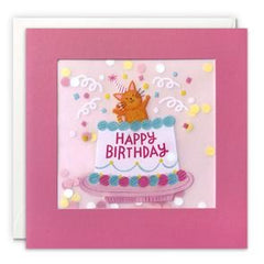 Cat In Cake Happy Birthday Shakies Card by James Ellis