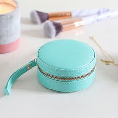 Lisa Angel Mini Round Jewellery Travel Case In Turquoise