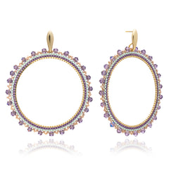 Azuni Large Bead And Crystal Hoop Earring - Chameleon