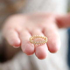 Lisa Angel Gold Crystal Leaves Ring