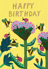 Roger La Borde Bugs Floral Happy Birthday Card