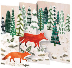 Roger La Borde Five Trifold Pop-out Cards - Running Foxes