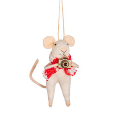 Sass & Belle Felt Mouse Photographer Christmas Decoration