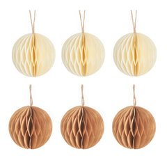 Sass & Belle Cream & Gold Honeycomb Paper Hanging Decorations - Set of 6
